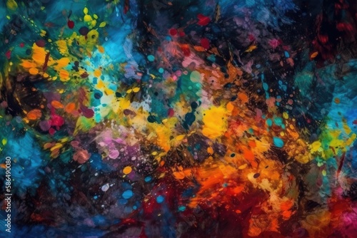 colorful abstract painting. Generative AI © AkuAku