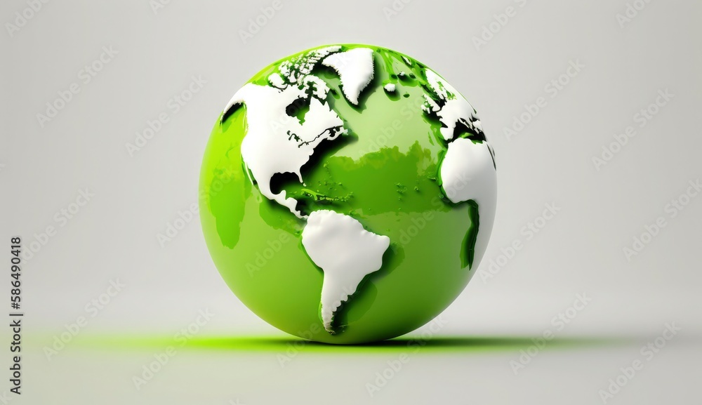 World Earth day concept. Illustration of the green planet earth on a white background. earth day poster, banner, card,  APRIL 22, Saving the planet, environment,  Planet Earth,  Generate Ai