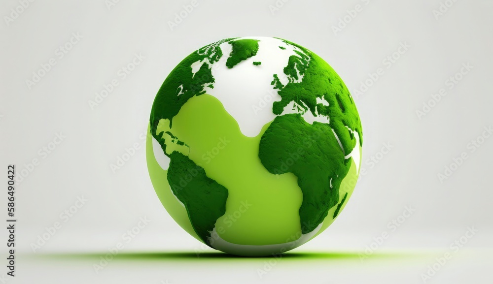 World Earth day concept. Illustration of the green planet earth on a white background. earth day poster, banner, card,  APRIL 22, Saving the planet, environment,  Planet Earth,  Generate Ai