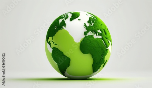 Fototapeta Naklejka Na Ścianę i Meble -  World Earth day concept. Illustration of the green planet earth on a white background. earth day poster, banner, card,  APRIL 22, Saving the planet, environment,  Planet Earth,  Generate Ai