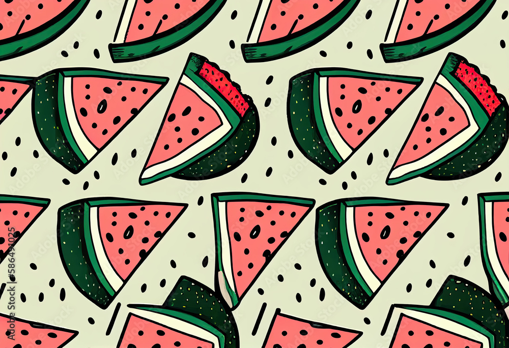 Seamless pattern of watermelon generative AI Seamless pattern of watermelon generative AI