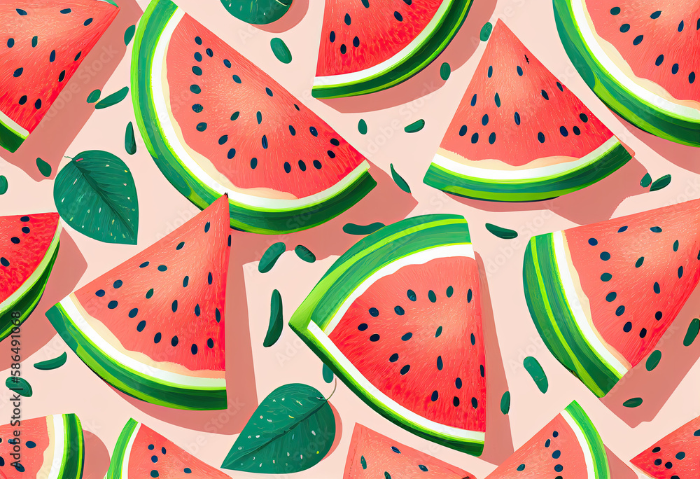 Seamless pattern of watermelon generative AI Seamless pattern of watermelon generative AI