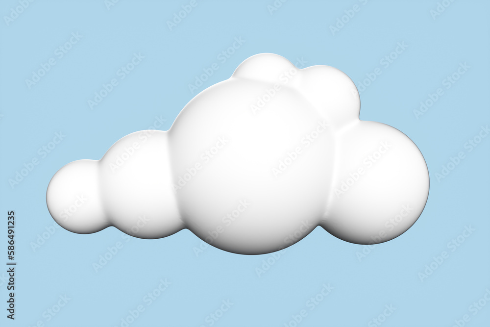 White 3d cloud set isolated on a blue background. Render soft round cartoon fluffy cloud icon in the blue sky. 3d rendering illustration
