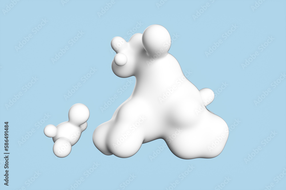 Close-up of a splash of white cream on a blue background. 3d rendering illustration Close-up of a splash of white cream on a blue background. 3d rendering illustration