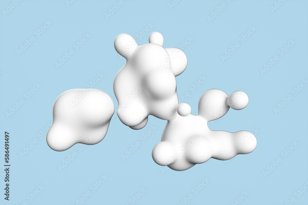 Close-up of a splash of white cream on a blue background. 3d rendering illustration Close-up of a splash of white cream on a blue background. 3d rendering illustration