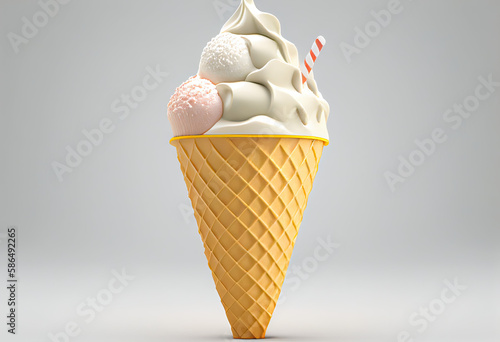 Illustration of white ice cream generative AI