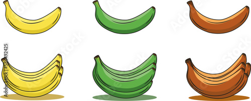 Banana. Ripe and raw banana.