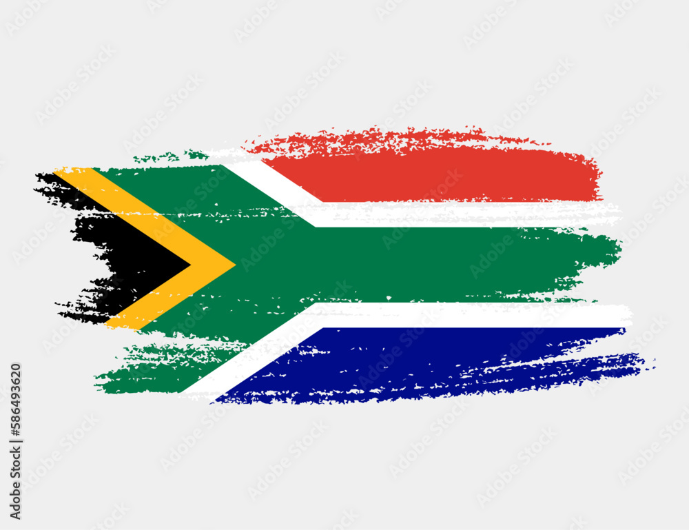 Obraz premium Artistic grunge brush flag of South Africa isolated on white background. Elegant texture of national country flag