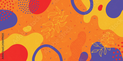 Doodle background pattern, abstract colored shapes. Modern minimalism trendy pattern background. Vector background.