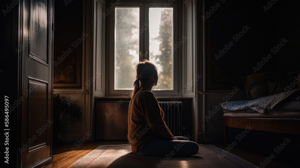 A person sits cross-legged on a cushion in a cozy peaceful room with soft lighting, practicing meditation or mindfulness. The focus is on their body posture and the calm atmosphere. A person sits cross-legged on a cushion in a cozy peaceful room with soft lighting, practicing meditation or mindfulness. The focus is on their body posture and the calm atmosphere.
