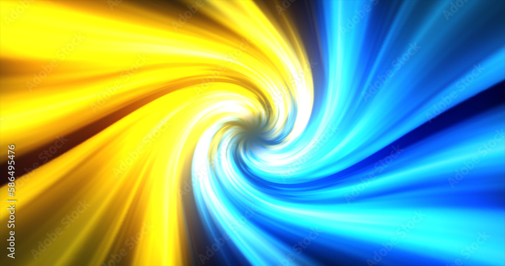 Obraz premium Abstract yellow blue swirl twisted abstract tunnel from lines background