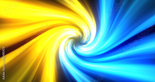 Abstract yellow blue swirl twisted abstract tunnel from lines background