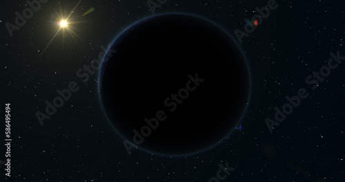 Wallpaper Mural Abstract realistic futuristic planet round sphere against the background of stars in space Torontodigital.ca