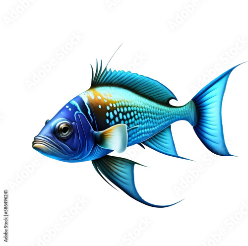 sea fish, isolated, no background. PNG, Generative AI