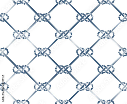 Vector ropes, fishing net, seamless. White background