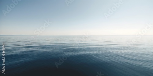 Panorama landscape of empty blue sea and sky blue background. Generative AI