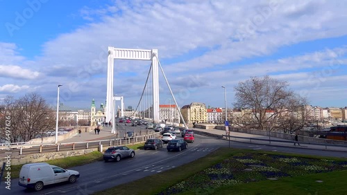 Traffic on Elisabeth Bridge from Dobrentei Square, Budapest, Hungary photo