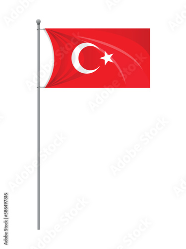 Isolated Turkish flag vector illustration on white background.