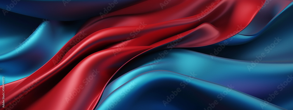 Flowing satin ribbons in rich red and blue, perfect for a background with a patriotic or celebratory theme