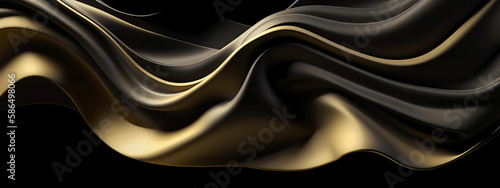 Black and gold silk waves with a luxurious sheen, perfect for sophisticated and elegant design themes.