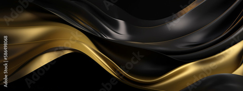 Gold accents on black silk, conveying a sense of opulence and luxury in a fluid, elegant design