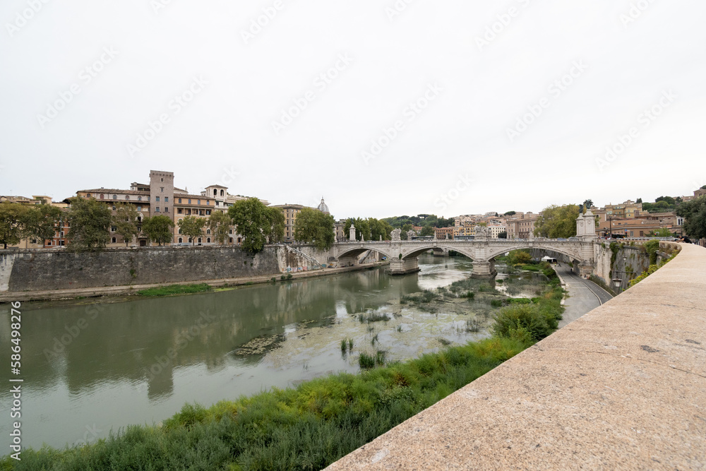 Rome, Italy - September 15, 2021: Tiber river in Rome