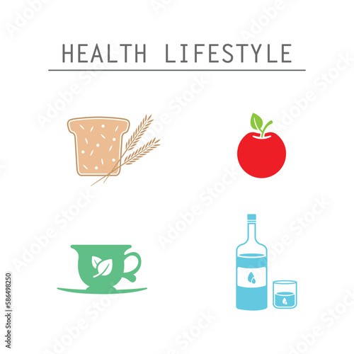Healthy life icons. Healthy eating icons.