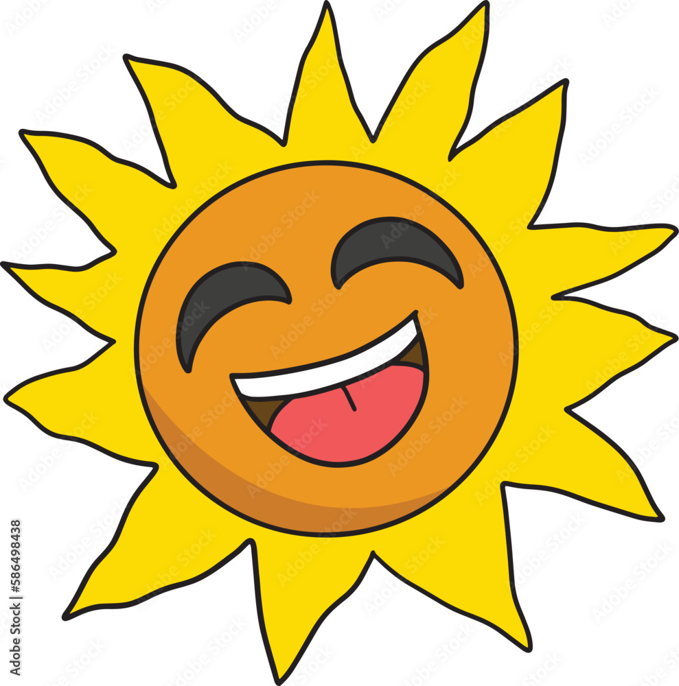 Happy Sun Cartoon Colored Clipart Illustration