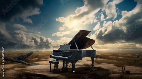 grand piano and sky
