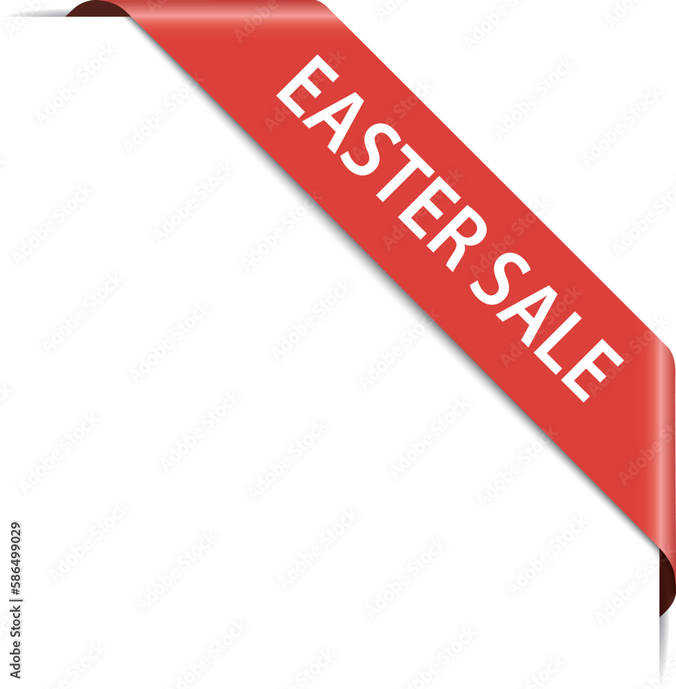 EASTER SALE - vector illustration of red corner ribbon banner with EASTER SALE - vector illustration of red corner ribbon banner with
