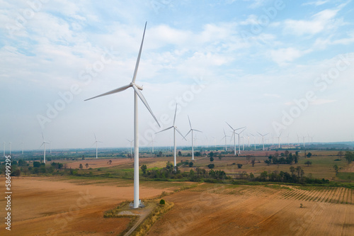 windmill farm electricity generation from wind power and clean energy