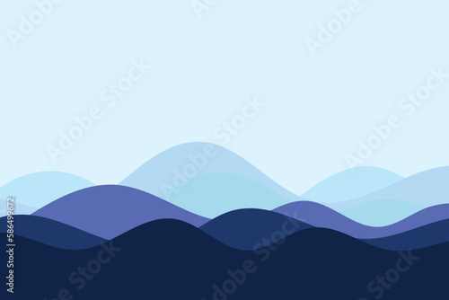 Blue wave water sea line pattern background design. Cold colors. Vector illustration