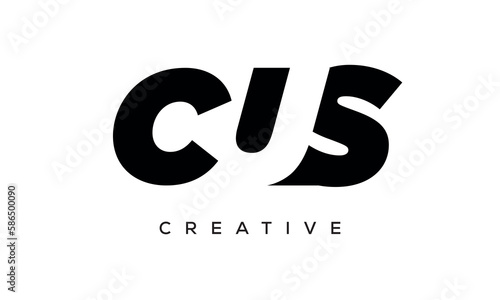 CUS letters negative space logo design. creative typography monogram vector