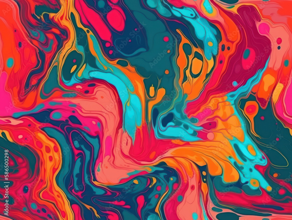 Bright fluid paint flat pattern Dynamic liquid shapes seamless background created with Generative AI technology Bright fluid paint flat pattern Dynamic liquid shapes seamless background created with Generative AI technology