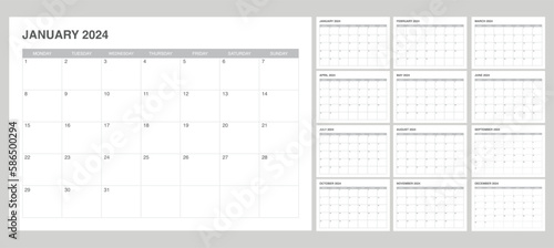 set calendar 2024 with simple and modern design photo