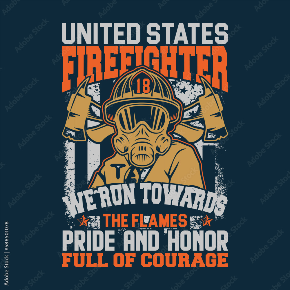 Obraz premium Firefighter Graphic t shirt design with trendy style