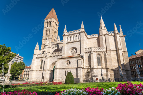 Valladolid - Spain. View of Santa María la Antigua Church. Gothic temple from the 14th century situated near the Cathedral of Valladolid in Plaza de Portugalate Square. 