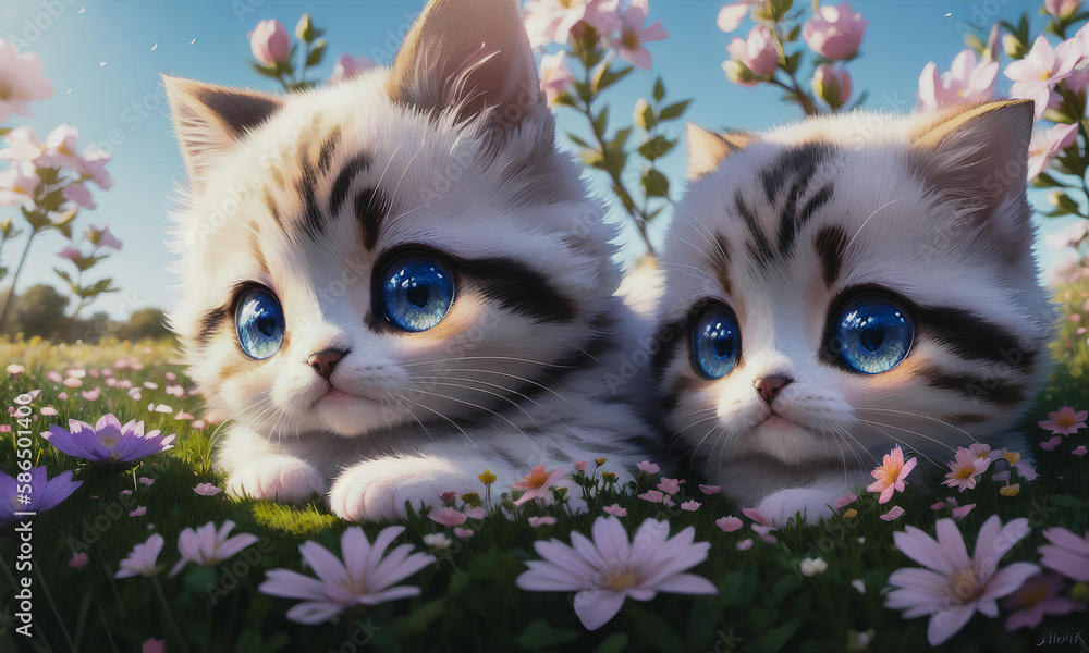 A cute young cat, big-eyed, smiling and charming. Generative AI