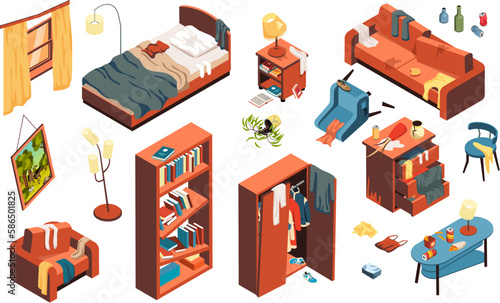 Damaged Furniture Isometric Set