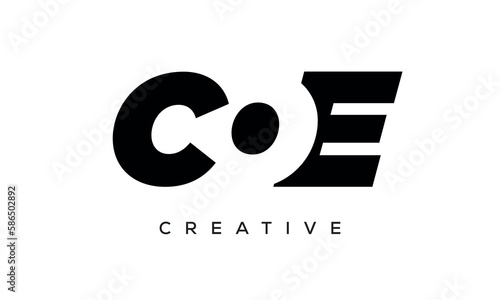 COE letters negative space logo design. creative typography monogram vector