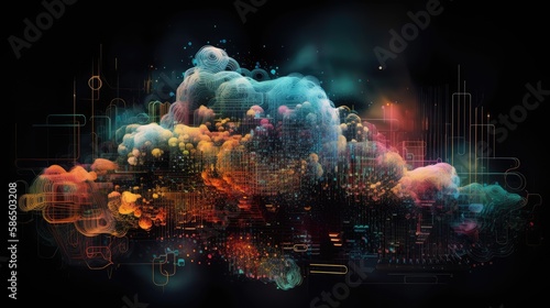 Abstrakter bunter Cloud Technologie Hintergrund  Generative AI 
