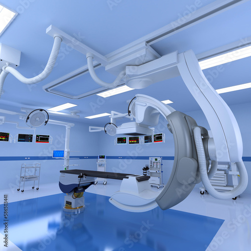 Hospital Medical Hybrid Operating Room 3D rendering on white background photo