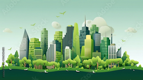 save the green planet, green cities future skyline, created using of AI tool