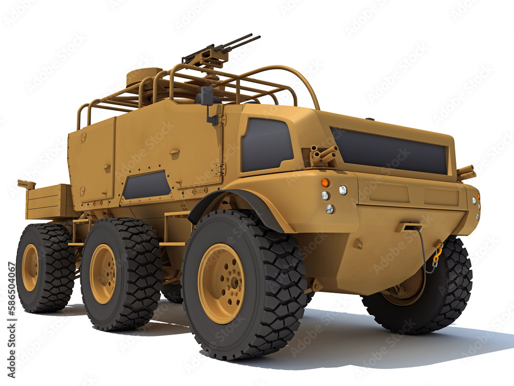 Military Vehicle 3D rendering on white background Military Vehicle 3D rendering on white background