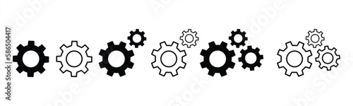 Gear icon. Gears setting icon collection, gear wheel, cogwheel group. Gear icon for apps and websites sign and symbol. Vector illustration.	