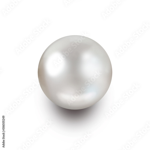 Pearl isolated on white background - nacreous oyster pearl 
