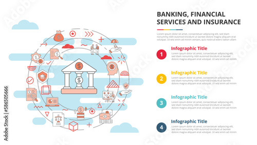 bfsi banking financial services and insurance concept for infographic template banner with four point list information