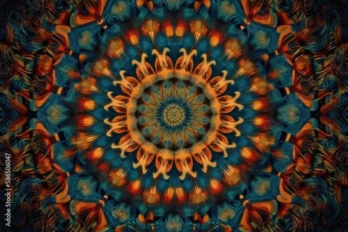 vibrant kaleidoscope design featuring a colorful flower. Generative AI