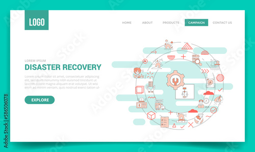 disaster recovery concept with circle icon for website template or landing page homepage