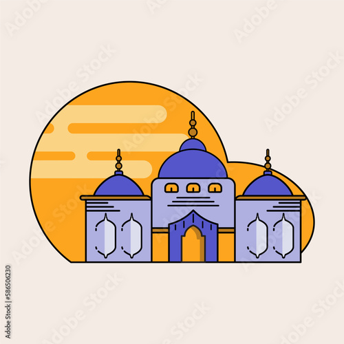 purple color flat style mosque illustration